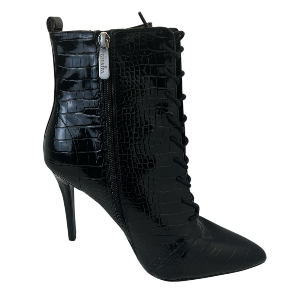 Charles by Charles David Passe Black Stiletto Heel Pointed Toe Lace Up Bootie 8M